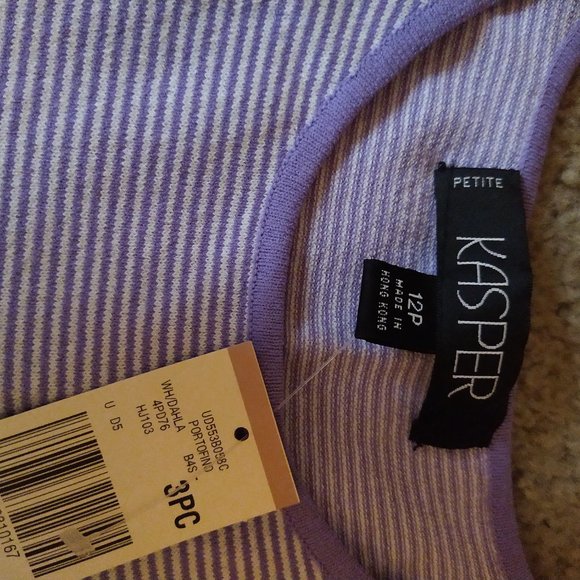 BNWT - KASPER PETITE - PURPLE/WHITE TANK TOP - SIZE 12P - Picture 3 of 4
